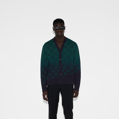 Cardigan aus GG Wolljacquard in Degradé-Optik