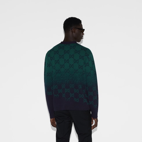 Cardigan aus GG Wolljacquard in Degradé-Optik