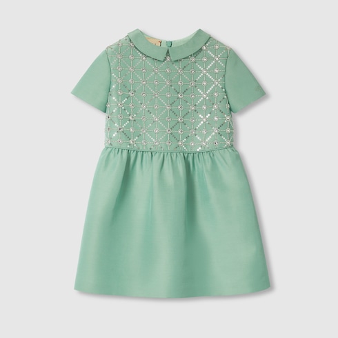 Children's embroidered cotton silk dress