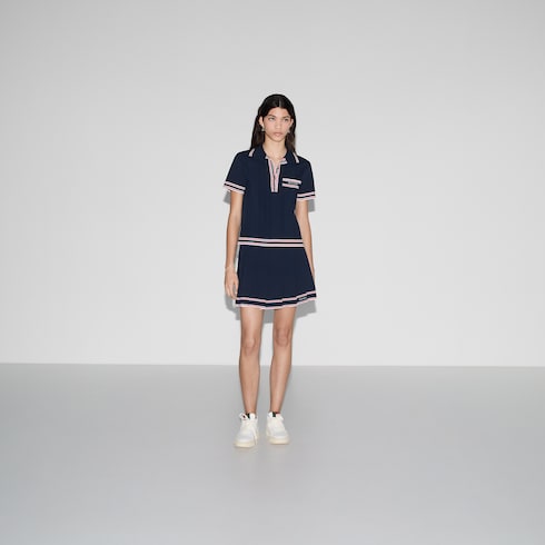Poloshirt mit gestreiftem Besatz