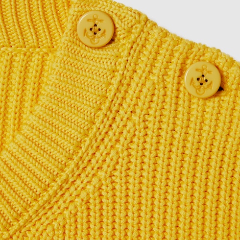 Cotton sweater with Gucci intarsia in yellow GUCCI Canada