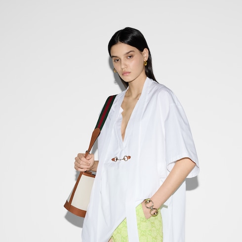 Cotton poplin dress with Horsebit in White Ready-to-wear