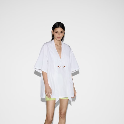 Cotton poplin dress with Horsebit in White Ready-to-wear