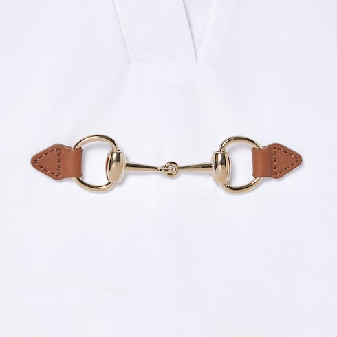 Cotton poplin dress with Horsebit in White Ready-to-wear