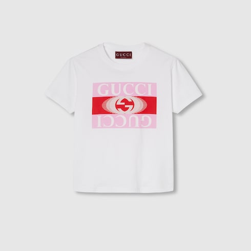 Printed cotton jersey T shirt in off white GUCCI Canada