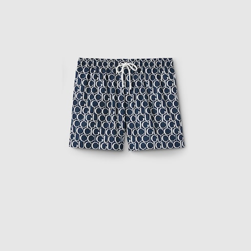 Maxi Gucci print nylon swim short in navy GUCCI ZA