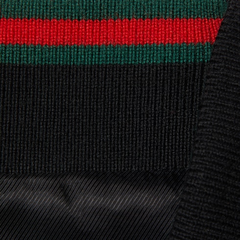 Куртка-бомбер из кожи с лентой Web