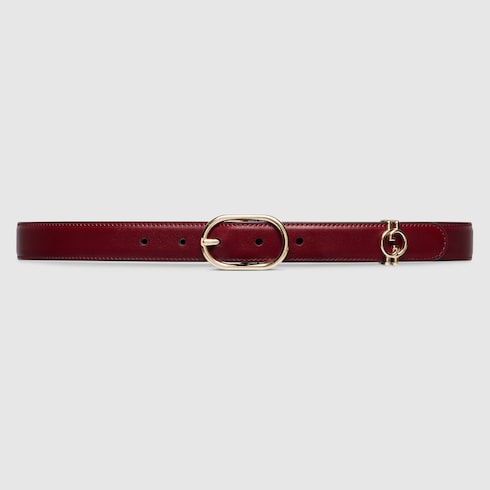 Ceinture avec detail GG rond en Cuir rouge Rosso Ancora GUCCI CH