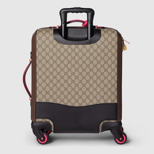 Valise a roulettes Gucci Savoy taille cabine en toile GG Supreme beige et ebene GUCCI BE