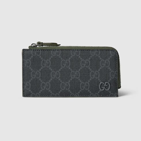 深绿色滚边GG拉链卡片夹