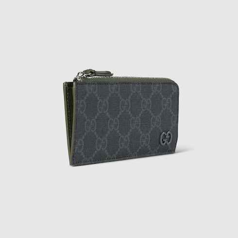 深绿色滚边GG拉链卡片夹