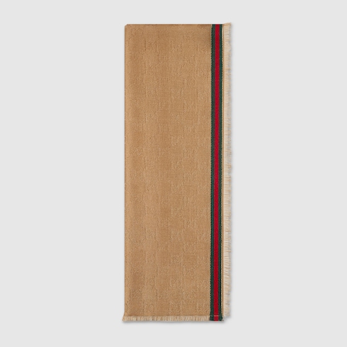 GG silk cotton stole in beige | GUCCI® US