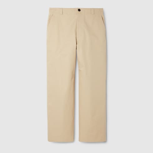 Pantaloni in doppio twill di cotone con nastro Web