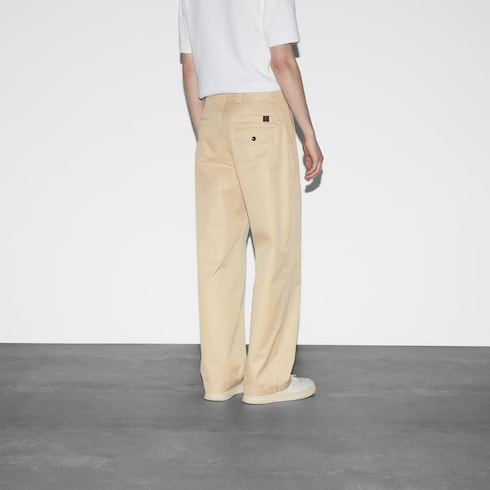 Pantaloni in doppio twill di cotone con nastro Web