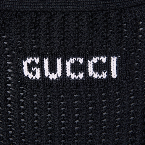 Cardigan in maglia di cotone ajour con nastro Web