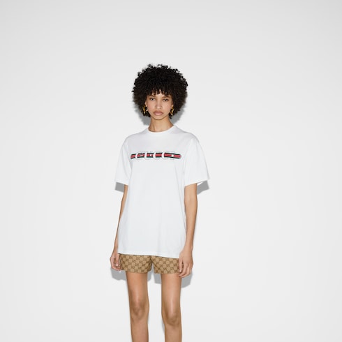 T-shirt in jersey di cotone stampato