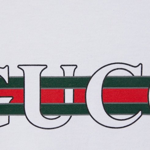 Футболка из хлопкового джерси с принтом Gucci