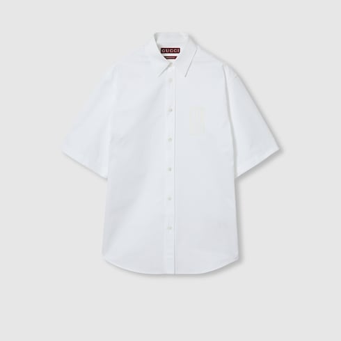 Cotton poplin shirt with Gucci print in White Ready to wear GUCCI SI