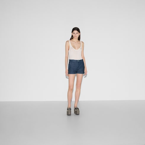 Low waist denim shorts with Horsebit