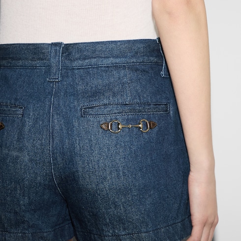 Low waist denim shorts with Horsebit Detail 5