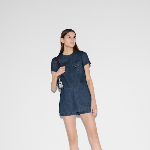 Shorts a vita bassa in denim con Morsetto