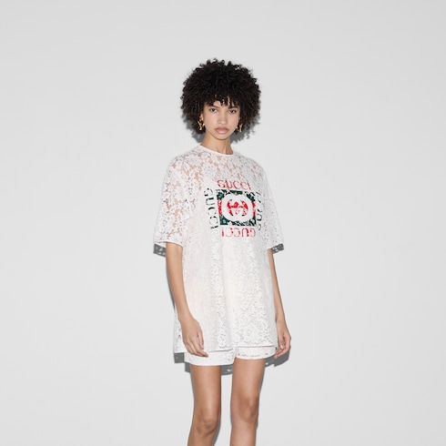 Oberteil aus Gucci Baumwollspitze mit Blumen-Motiv