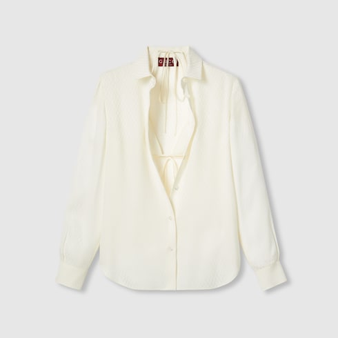 Set reggiseno e camicia in seta con motivo Gucci jacquard