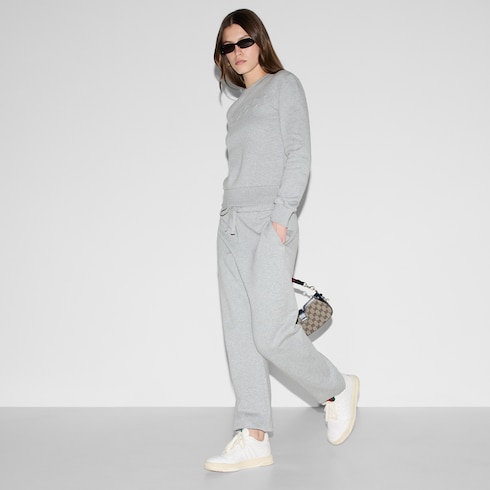 Pantalone da jogging in jersey di cotone in grigio GUCCI® IT