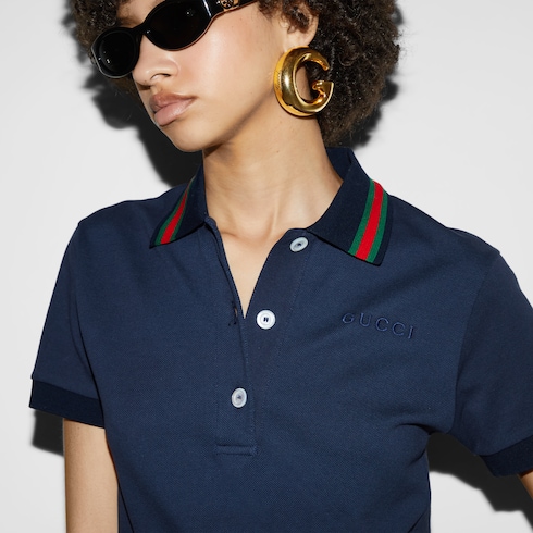 Blue gucci polo shirt on sale