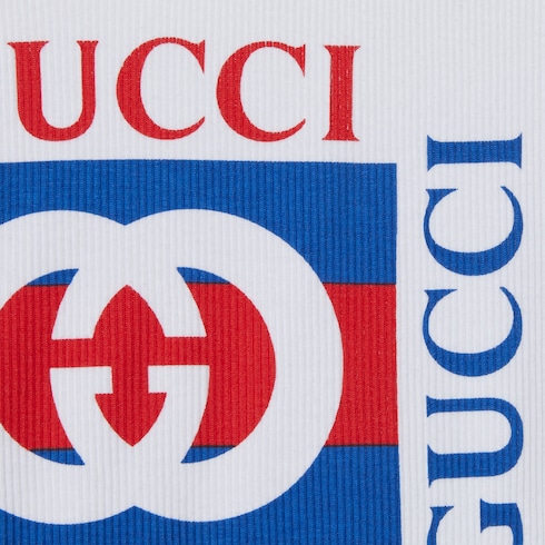 Débardeur en coton côtelé avec imprimé Gucci