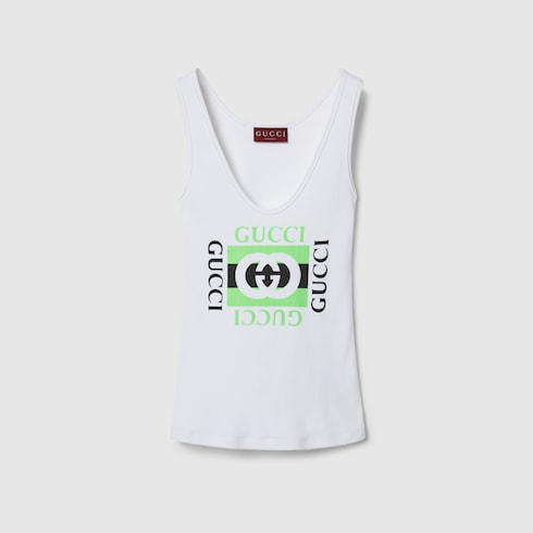 Top de tirantes de algodón con motivo Gucci