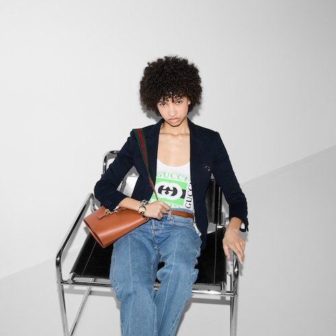 Débardeur en coton côtelé avec imprimé Gucci