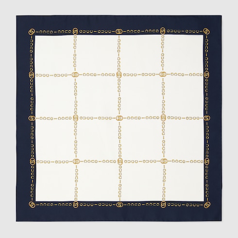 Einstecktuch aus Seide mit GG Gucci Ketten-Print