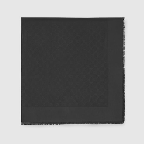 Scialle in seta e cotone jacquard con motivo GG