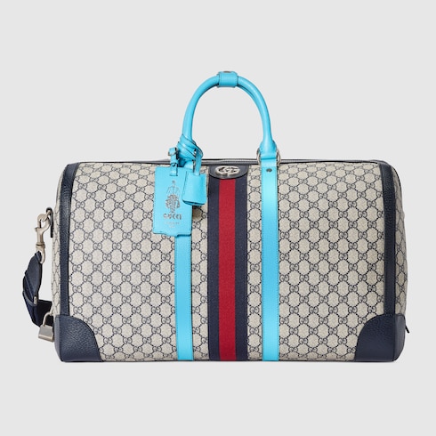 Gucci Savoy large duffle bag in beige and blue GG Supreme GUCCI Canada