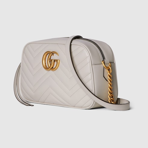 Borsa a spalla GG Marmont misura piccola in pelle grigio chiaro GUCCI Italia