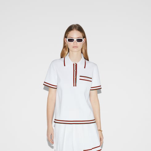 Stretch viscose polo top