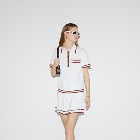 Stretch viscose polo top