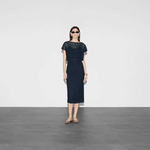 Top in pizzo floreale con Doppia G