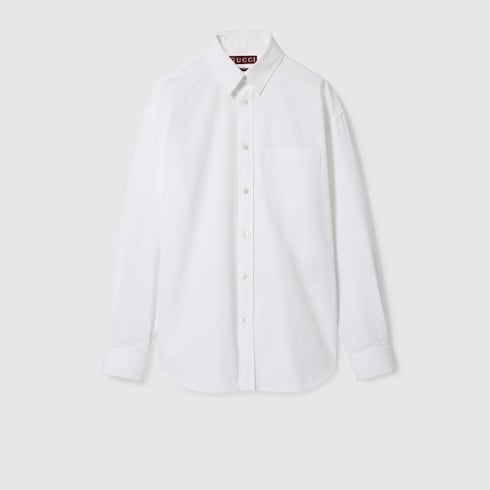 Cotton poplin shirt with Gucci detail Detail 2