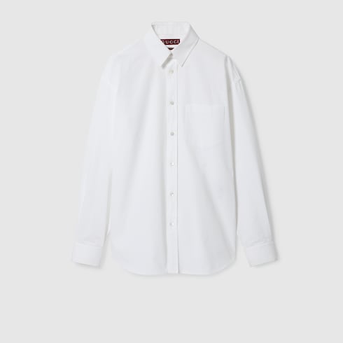 Hemd aus Baumwollpopeline mit Gucci Detail