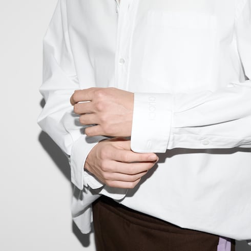 Camicia in popeline di cotone con dettaglio Gucci