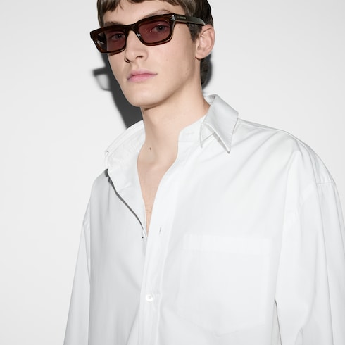 Hemd aus Baumwollpopeline mit Gucci Detail