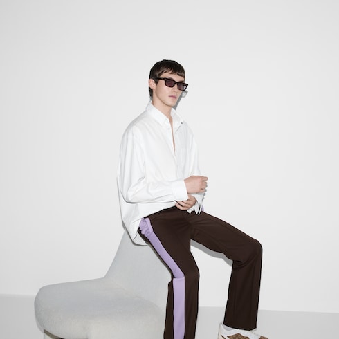 Hemd aus Baumwollpopeline mit Gucci Detail