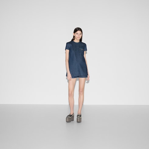 Denim dress with Horsebit