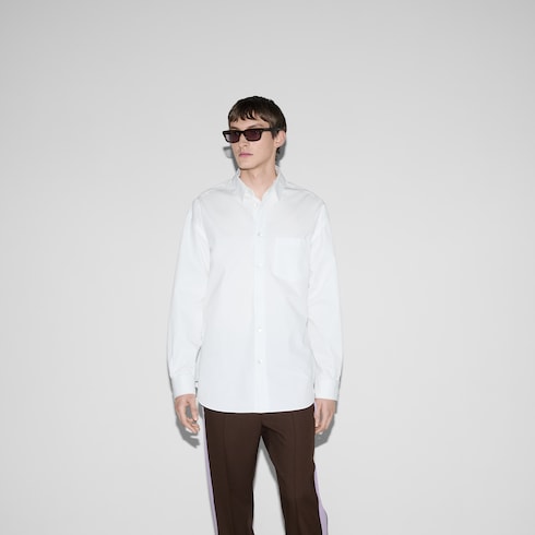 Cotton poplin shirt with Gucci detail Detail 3