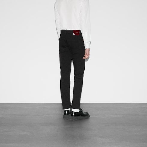 Pantalone in denim GG jacquard