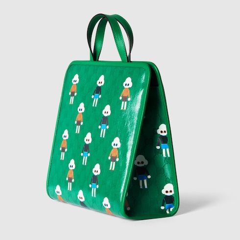 GUCCI キム・スンヨンドッグ　プリント　バッグ　トートバッグ　グリーン キム・スンヨンドッグ プリント トートバッググリーン