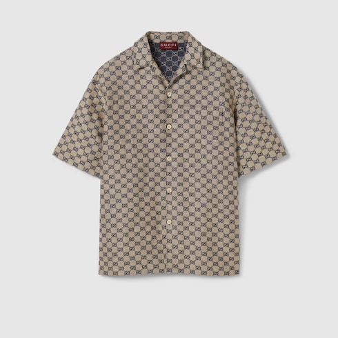 GG linen blend canvas shirt