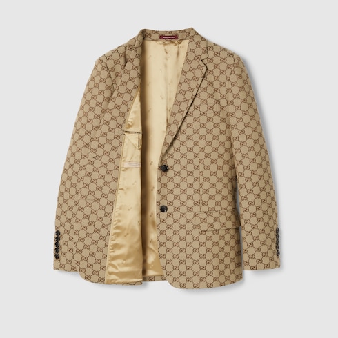 GG canvas jacket in camel and ebony GUCCI US